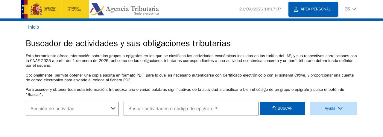 Captura de https://sede.agenciatributaria.gob.es/Sede/buscador-iae.html