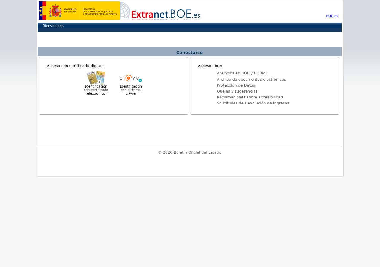 Captura de https://extranet.boe.es/