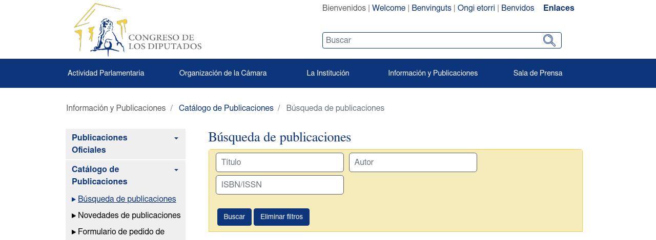 Captura de https://www.congreso.es/es/publicaciones